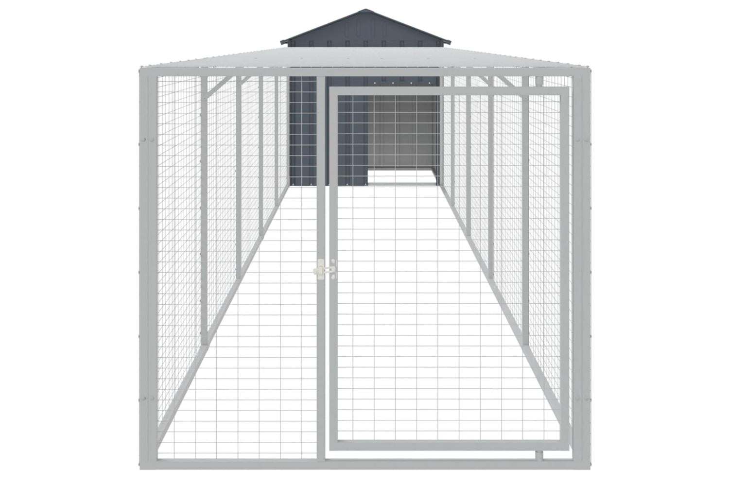 Vidaxl Chicken Cage With Run Anthracite 117x609x123 Cm Galvanised Steel-3