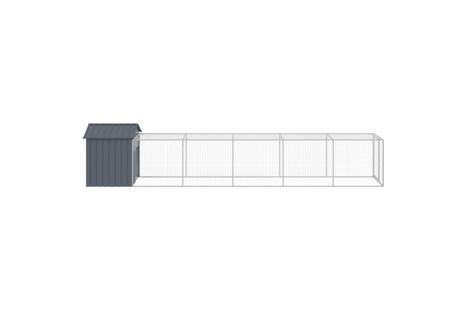 Vidaxl Chicken Cage With Run Anthracite 117x609x123 Cm Galvanised Steel-4