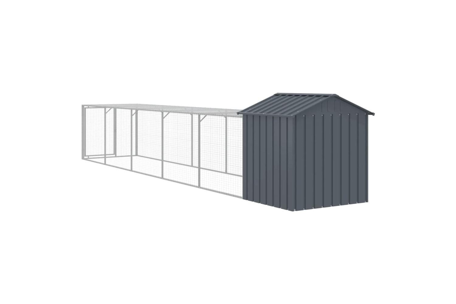 Vidaxl Chicken Cage With Run Anthracite 117x609x123 Cm Galvanised Steel-5
