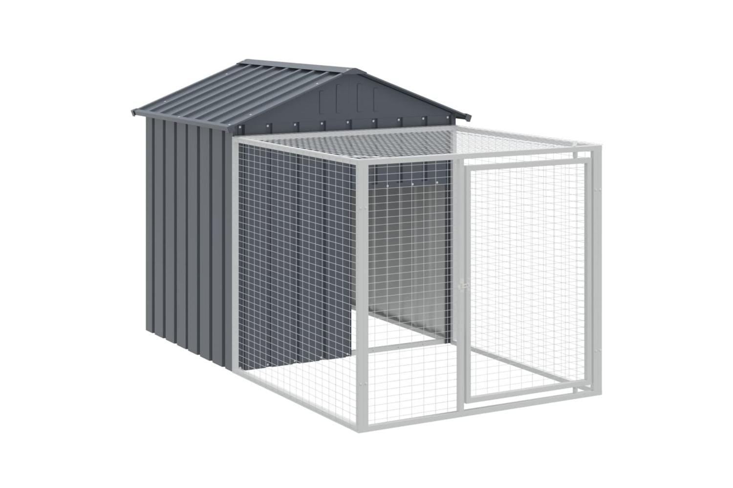 Vidaxl Chicken Cage With Run Anthracite 117x609x123 Cm Galvanised Steel-6
