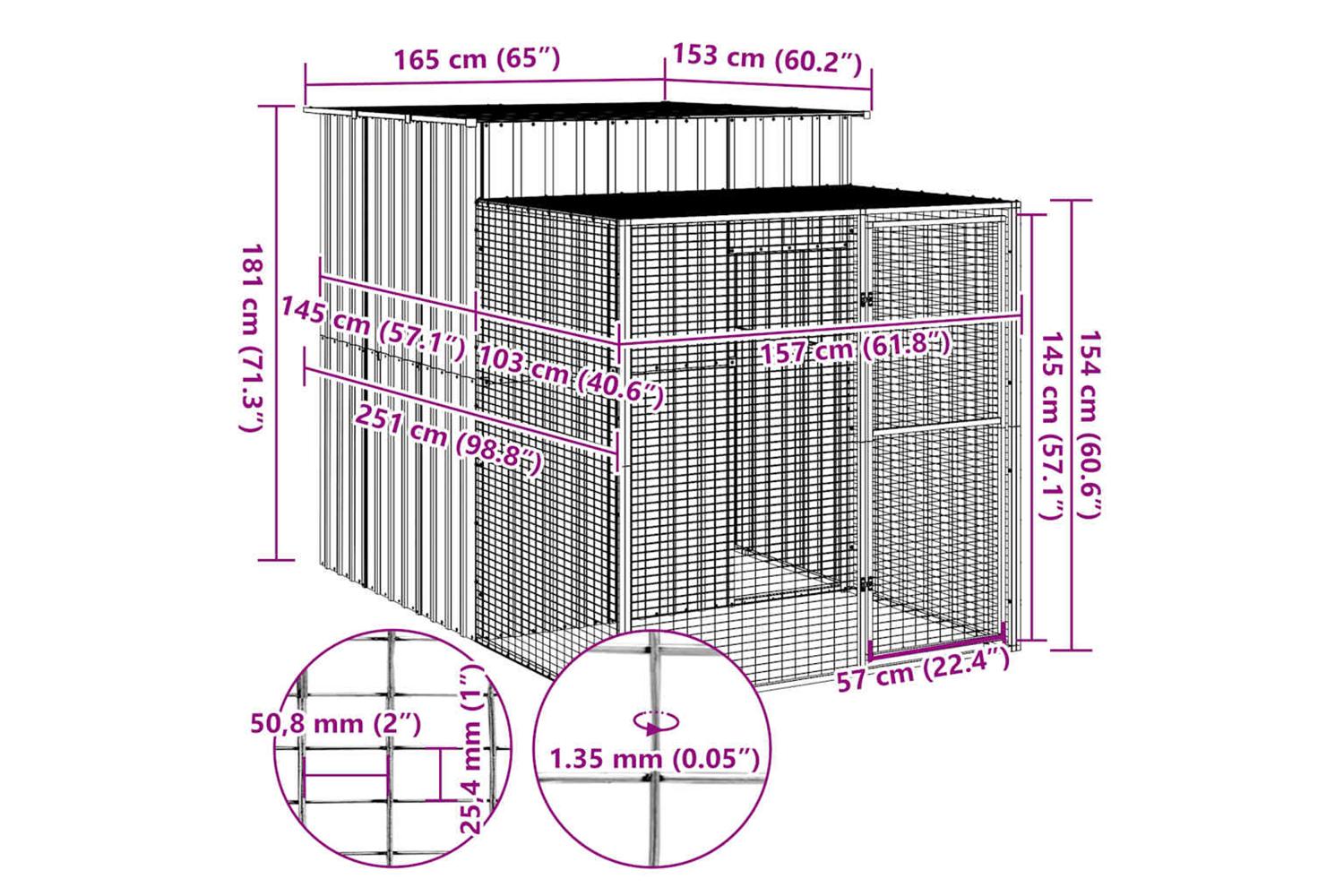 Vidaxl Chicken Cage With Run Light Grey 165x251x181 Cm Galvanised Steel-5