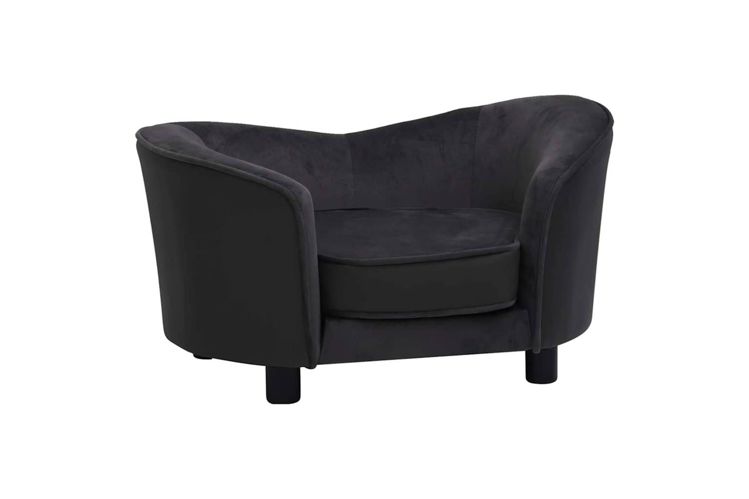 Vidaxl Dog Sofa Black 69x49x40 Cm Plush And Faux Leather-2
