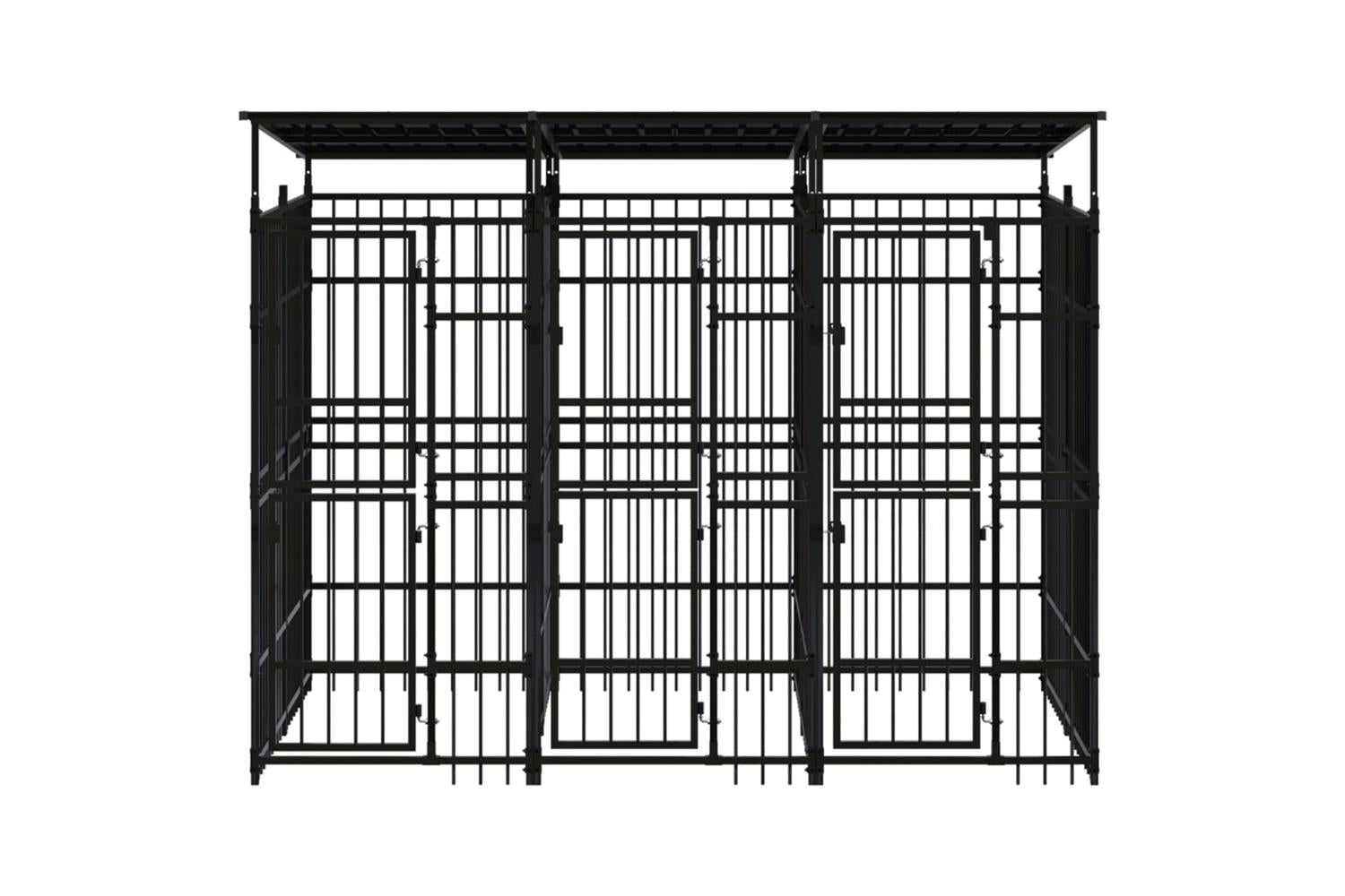 Vidaxl Outdoor Dog Kennel With Roof Steel 553 M-2