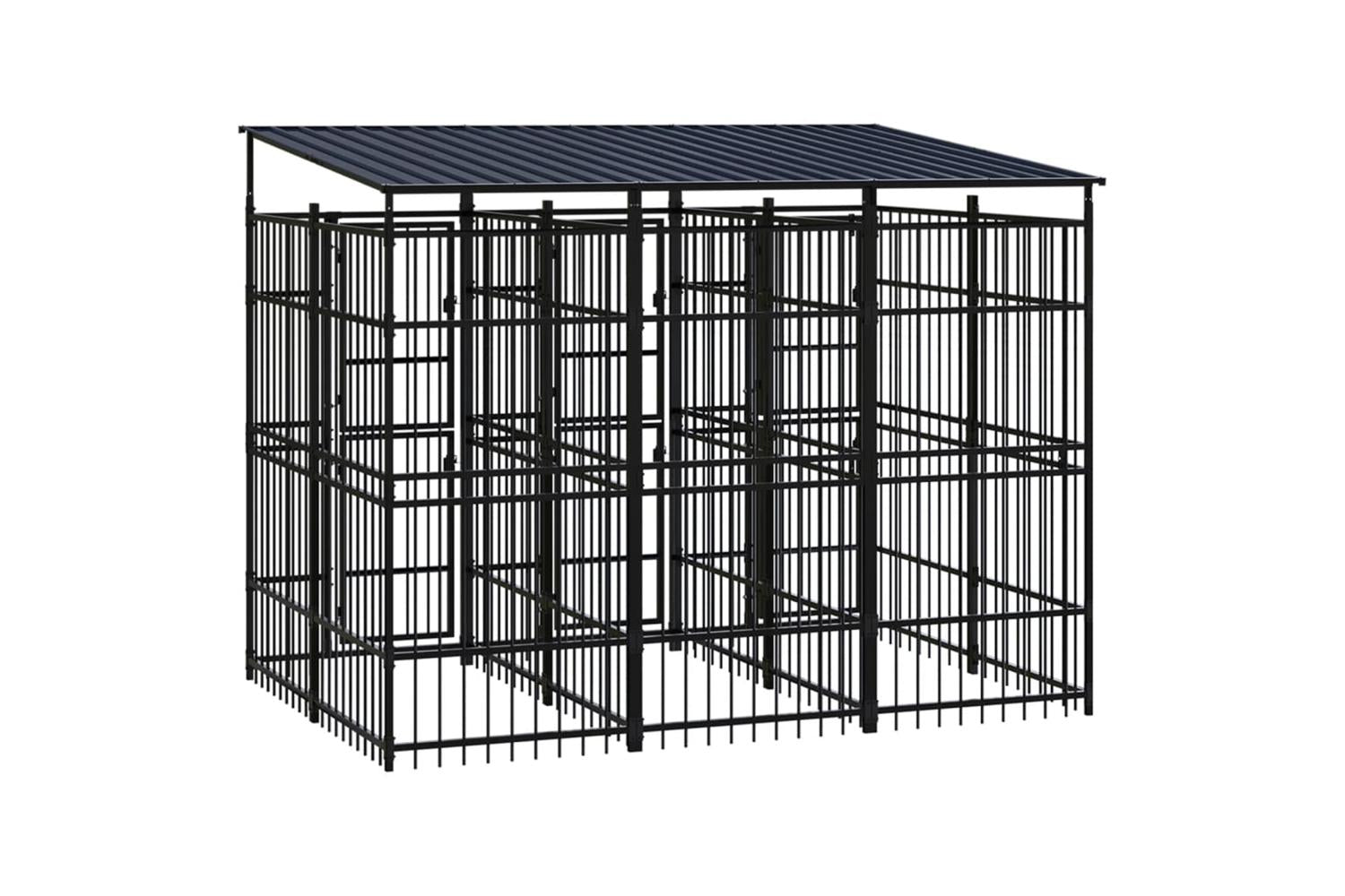 Vidaxl Outdoor Dog Kennel With Roof Steel 553 M-4