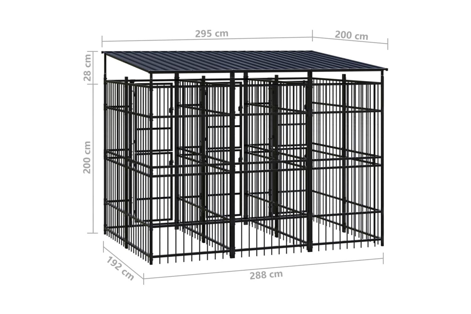Vidaxl Outdoor Dog Kennel With Roof Steel 553 M-8