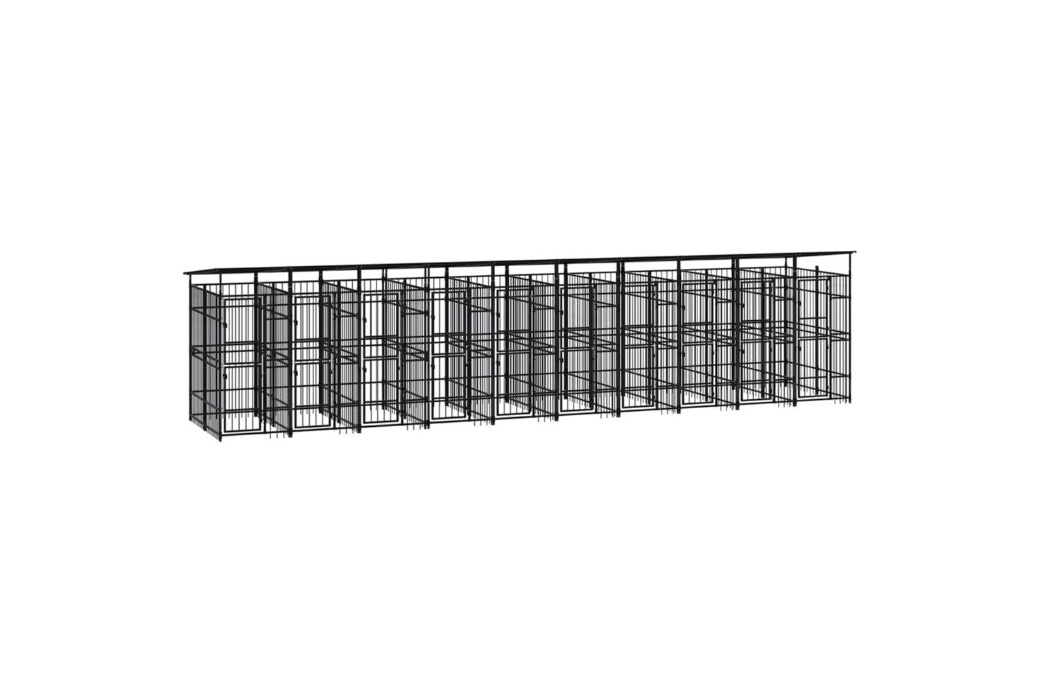 Vidaxl Outdoor Dog Kennel With Roof Steel 1843 M