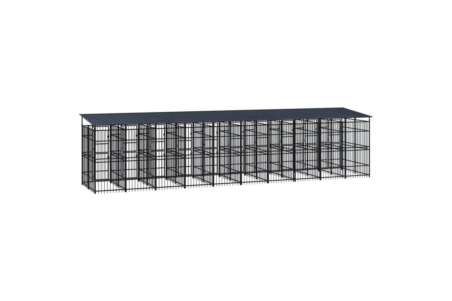 Vidaxl Outdoor Dog Kennel With Roof Steel 1843 M-4