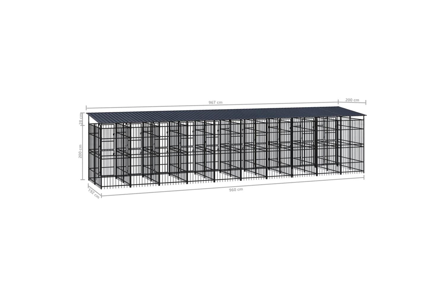 Vidaxl Outdoor Dog Kennel With Roof Steel 1843 M-8