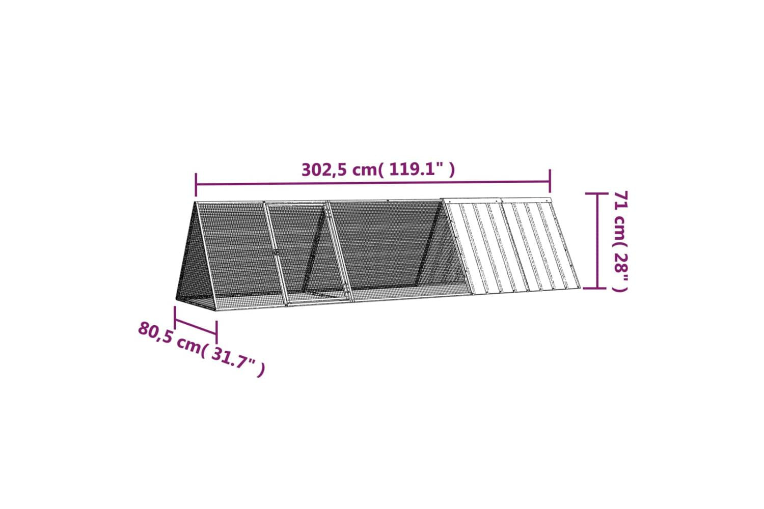 Vidaxl Rabbit Cage Grey 3025x805x71 Cm Galvanised Steel-6