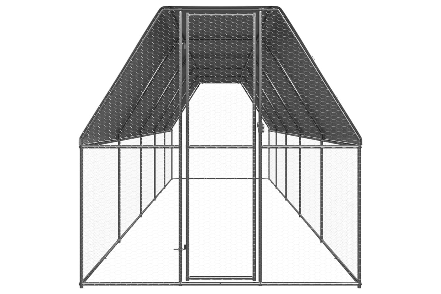 Vidaxl Outdoor Chicken Cage 2x10x2 M Galvanised Steel-2