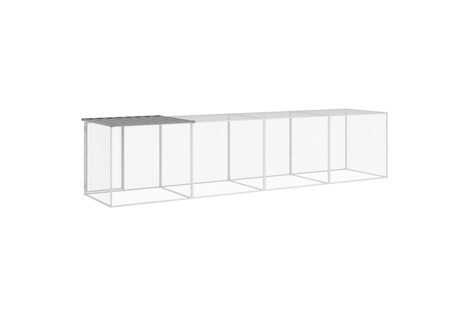Vidaxl Chicken Cage With Roof Light Grey 403x98x90 Cm Galvanised Steel-5