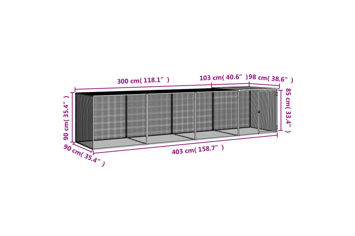 Vidaxl Chicken Cage With Roof Light Grey 403x98x90 Cm Galvanised Steel-9