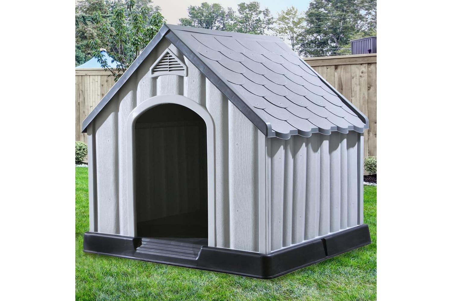 Vidaxl Dog House Grey 92x87x91 Cm Plastic-3