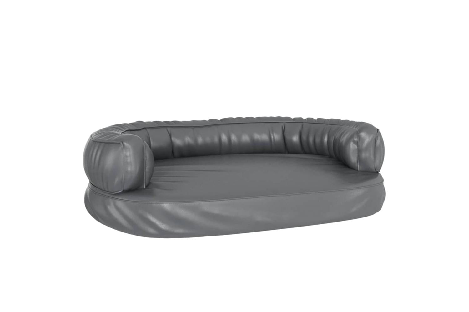 Vidaxl Ergonomic Foam Dog Bed Grey 75x53 Cm Faux Leather-2