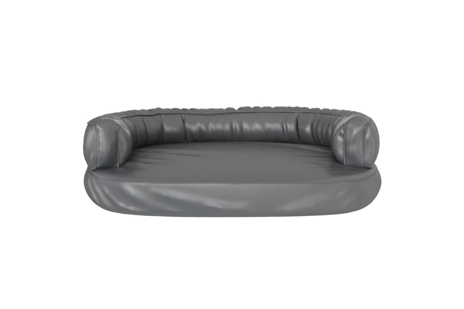 Vidaxl Ergonomic Foam Dog Bed Grey 75x53 Cm Faux Leather-4