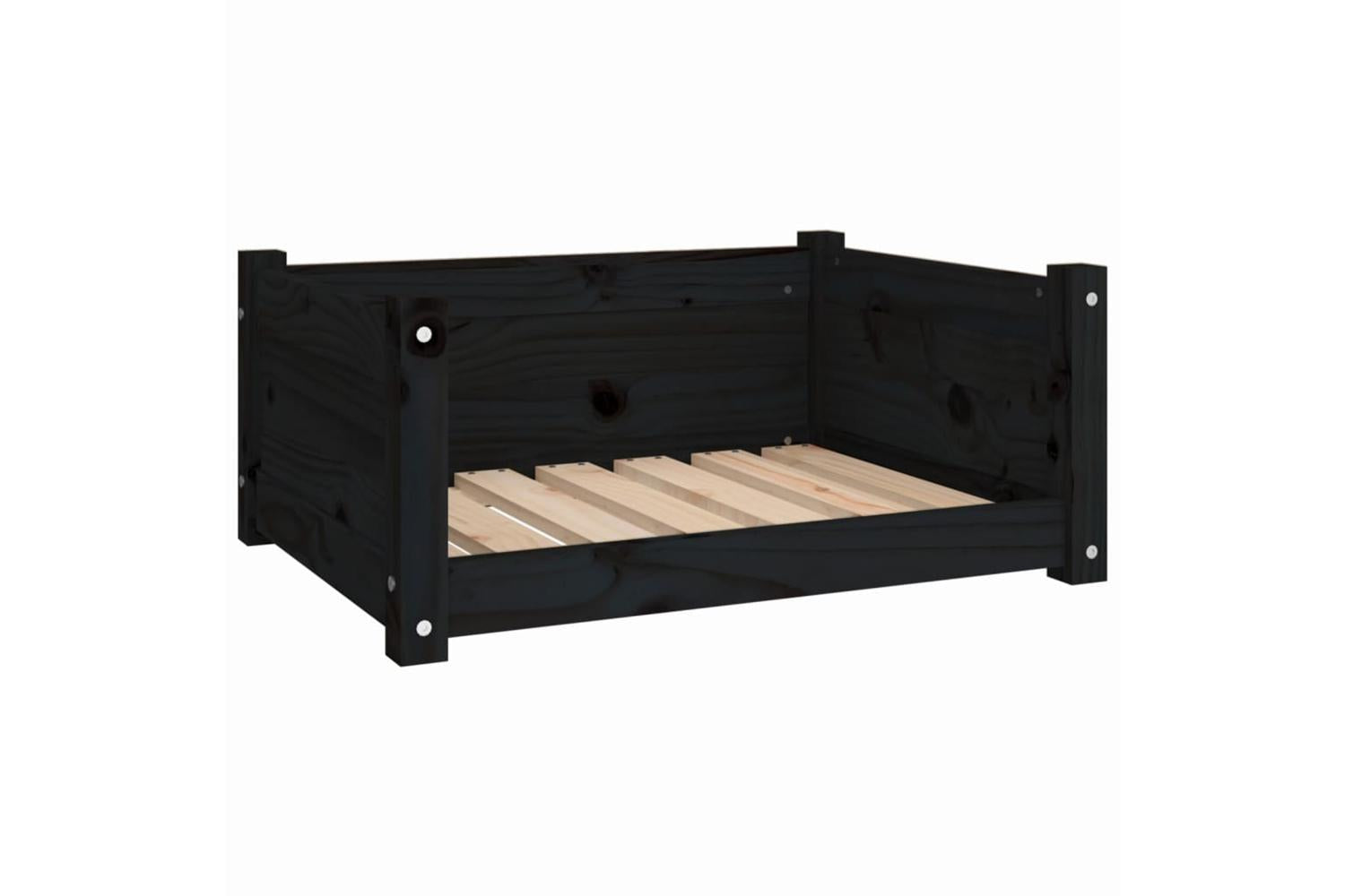 Vidaxl Dog Bed Black 655x505x28 Cm Solid Pine Wood