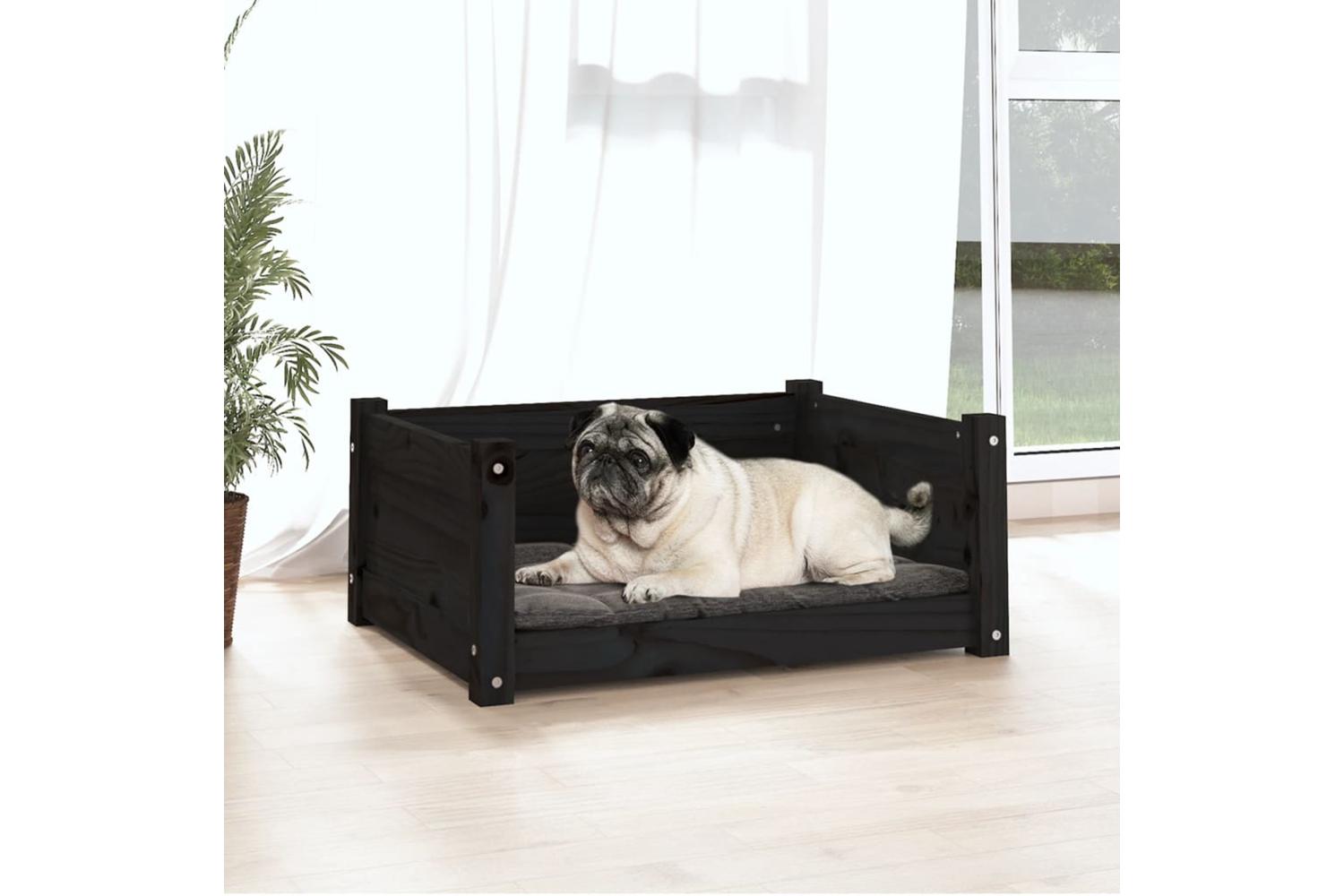 Vidaxl Dog Bed Black 655x505x28 Cm Solid Pine Wood-3