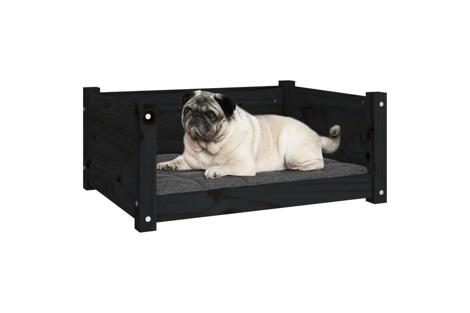 Vidaxl Dog Bed Black 655x505x28 Cm Solid Pine Wood-4