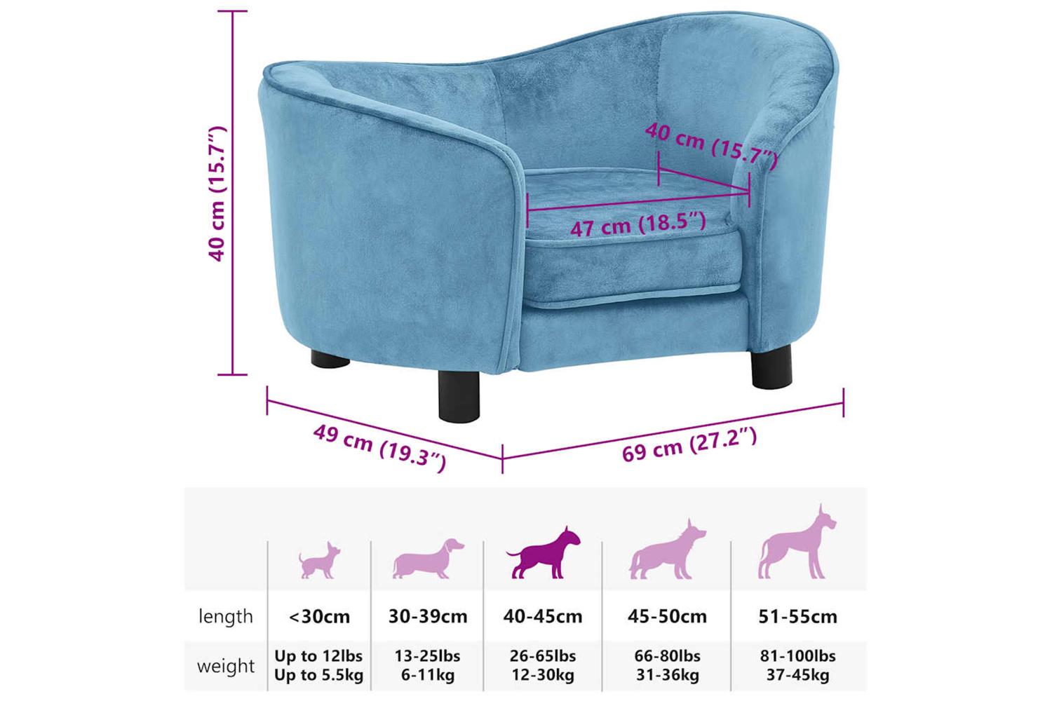 Vidaxl Dog Sofa Turquoise 69x49x40 Cm Plush-9