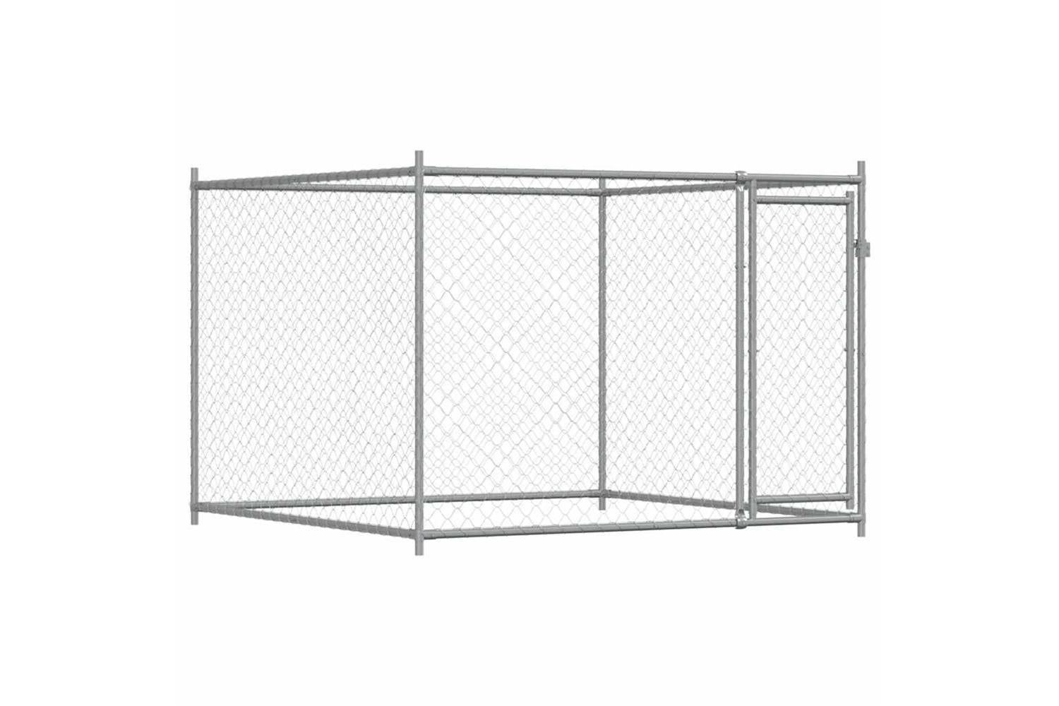 Vidaxl Dog Cage With Door Grey 2x2x15 M Galvanised Steel