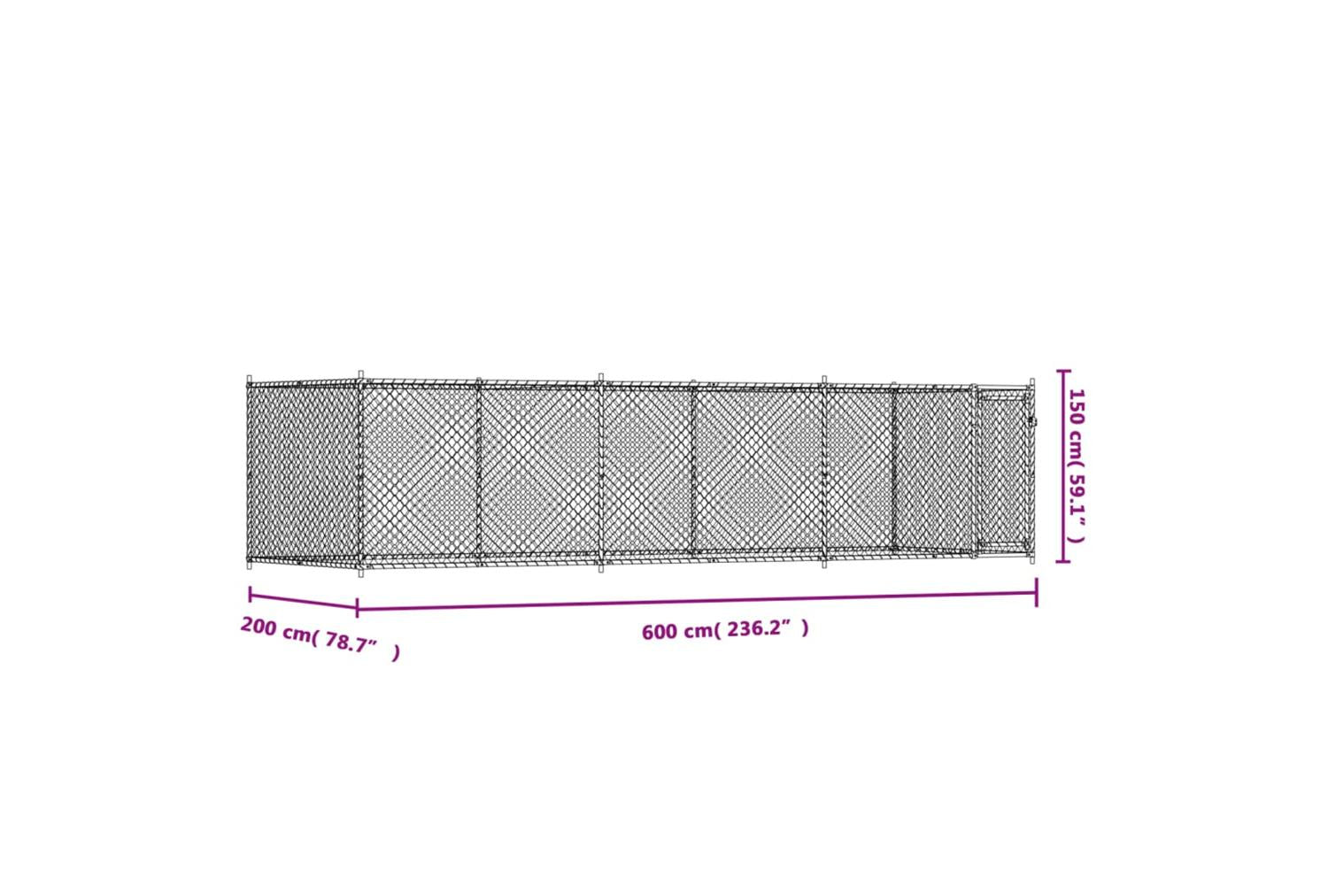 Vidaxl Dog Cage With Door Grey 6x2x15 M Galvanised Steel-9