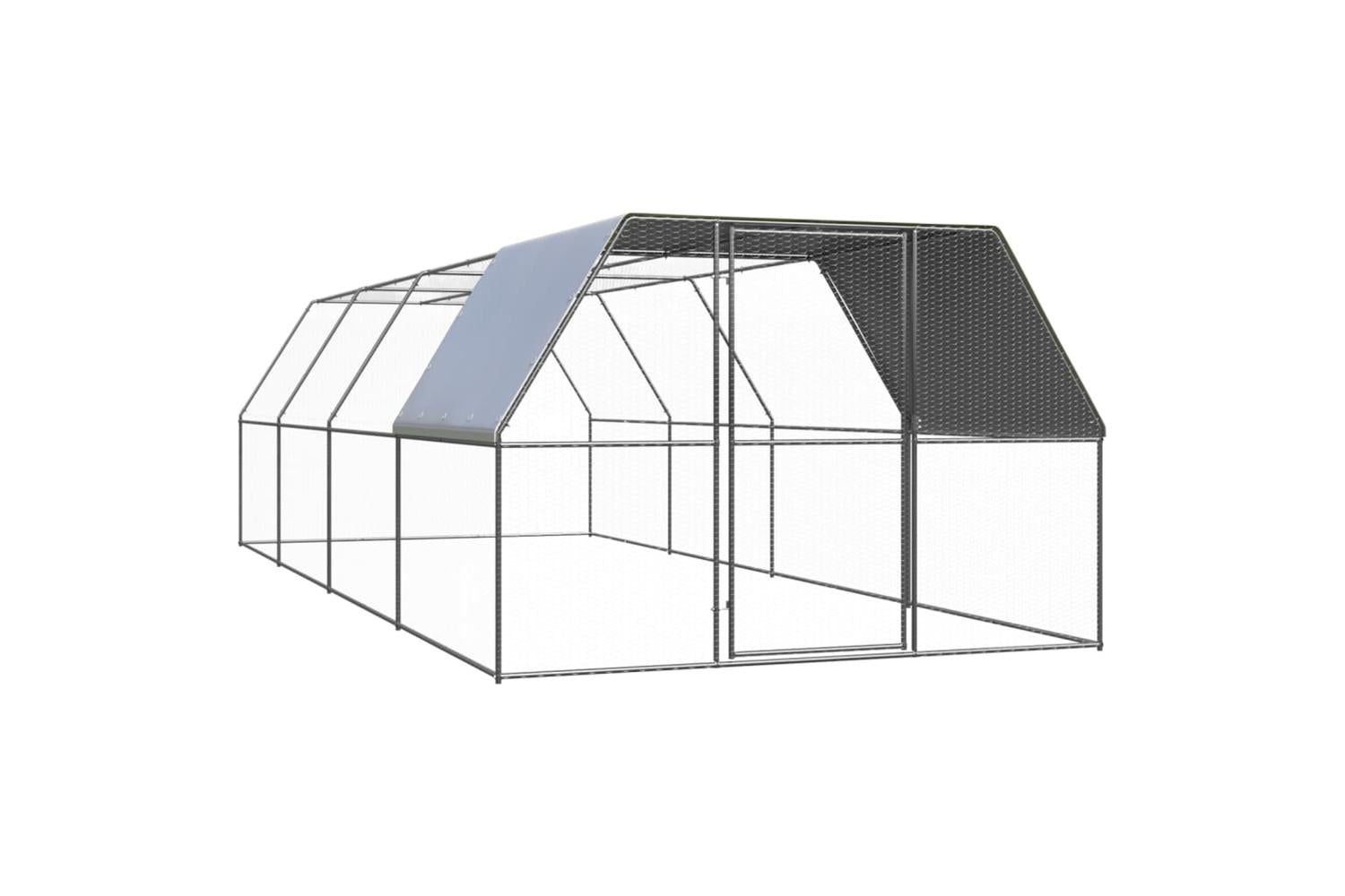 Vidaxl Outdoor Chicken Cage 3x8x2 M Galvanised Steel