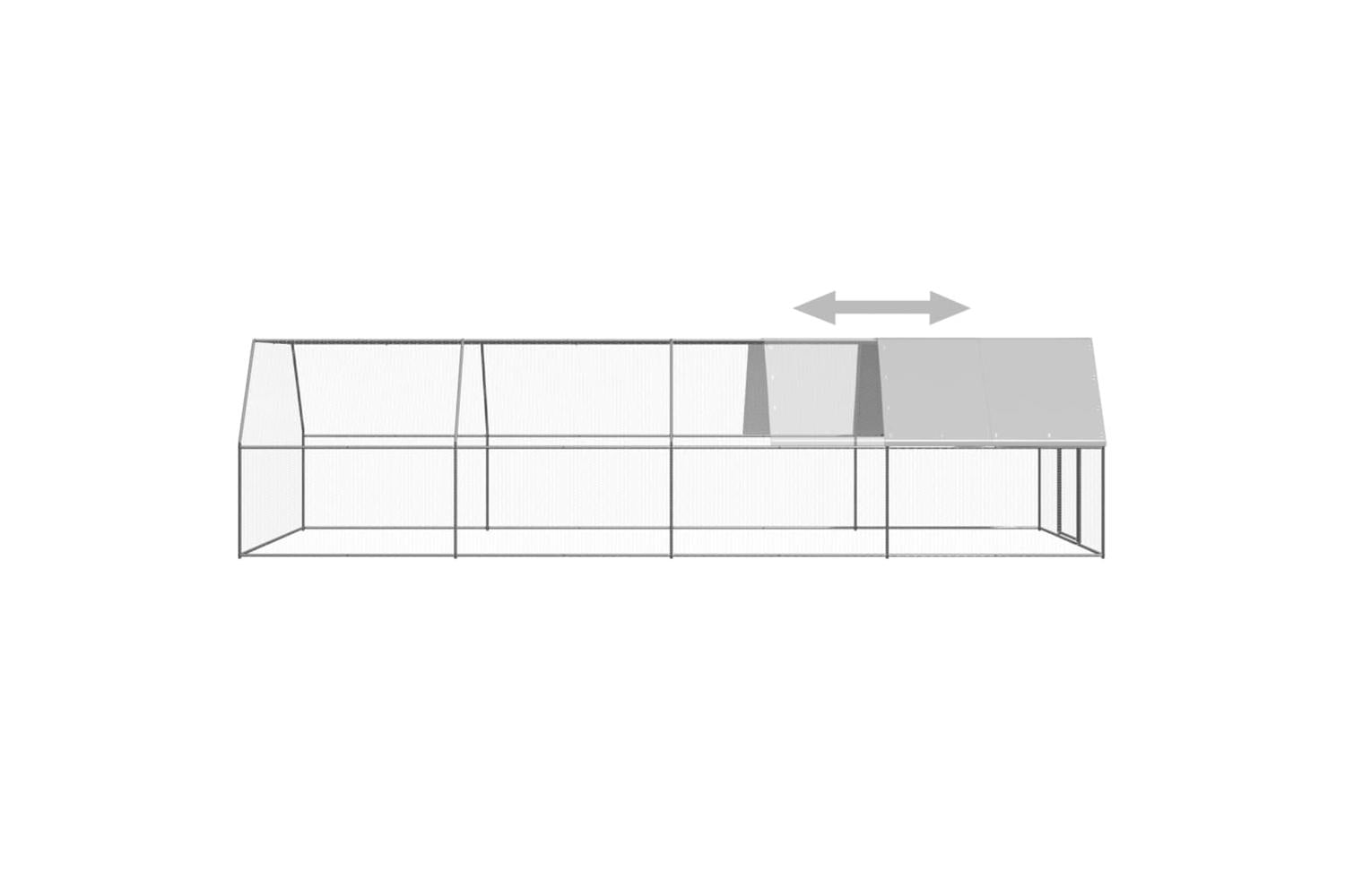 Vidaxl Outdoor Chicken Cage 3x8x2 M Galvanised Steel-4