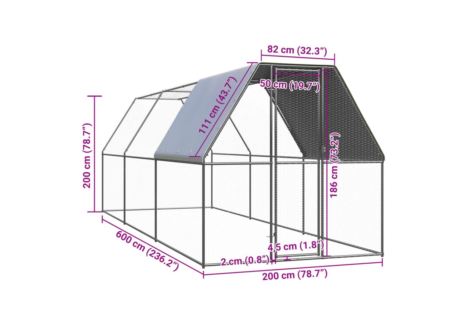 Vidaxl Chicken Cage 2x6x2 M Galvanised Steel-5