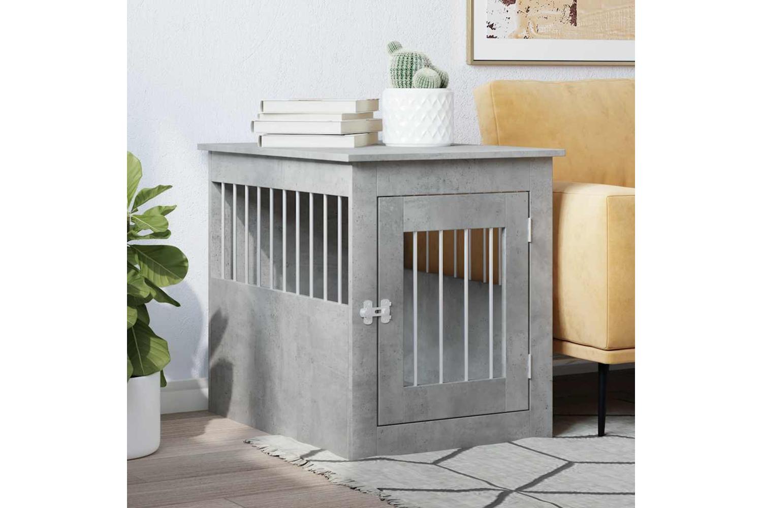 Vidaxl Dog Crate Furniture Concrete Grey 55x75x65 Cm Engineered Wood-3