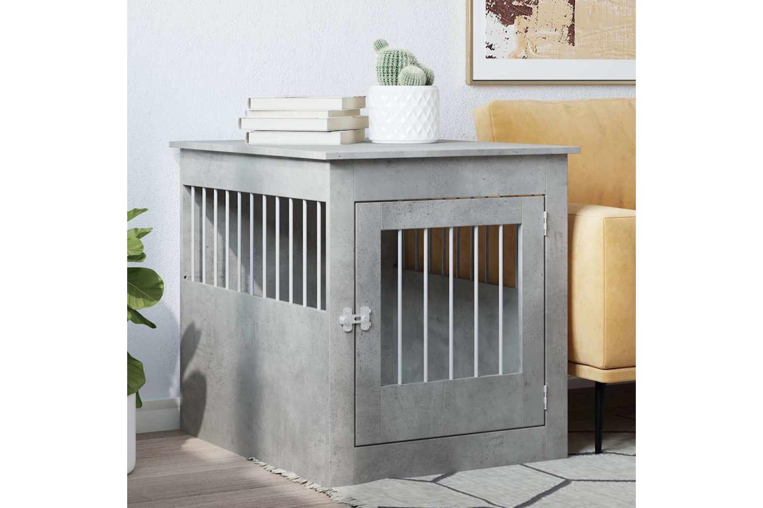 Vidaxl Dog Crate Furniture Concrete Grey 645x80x71 Cm Engineered Wood-3
