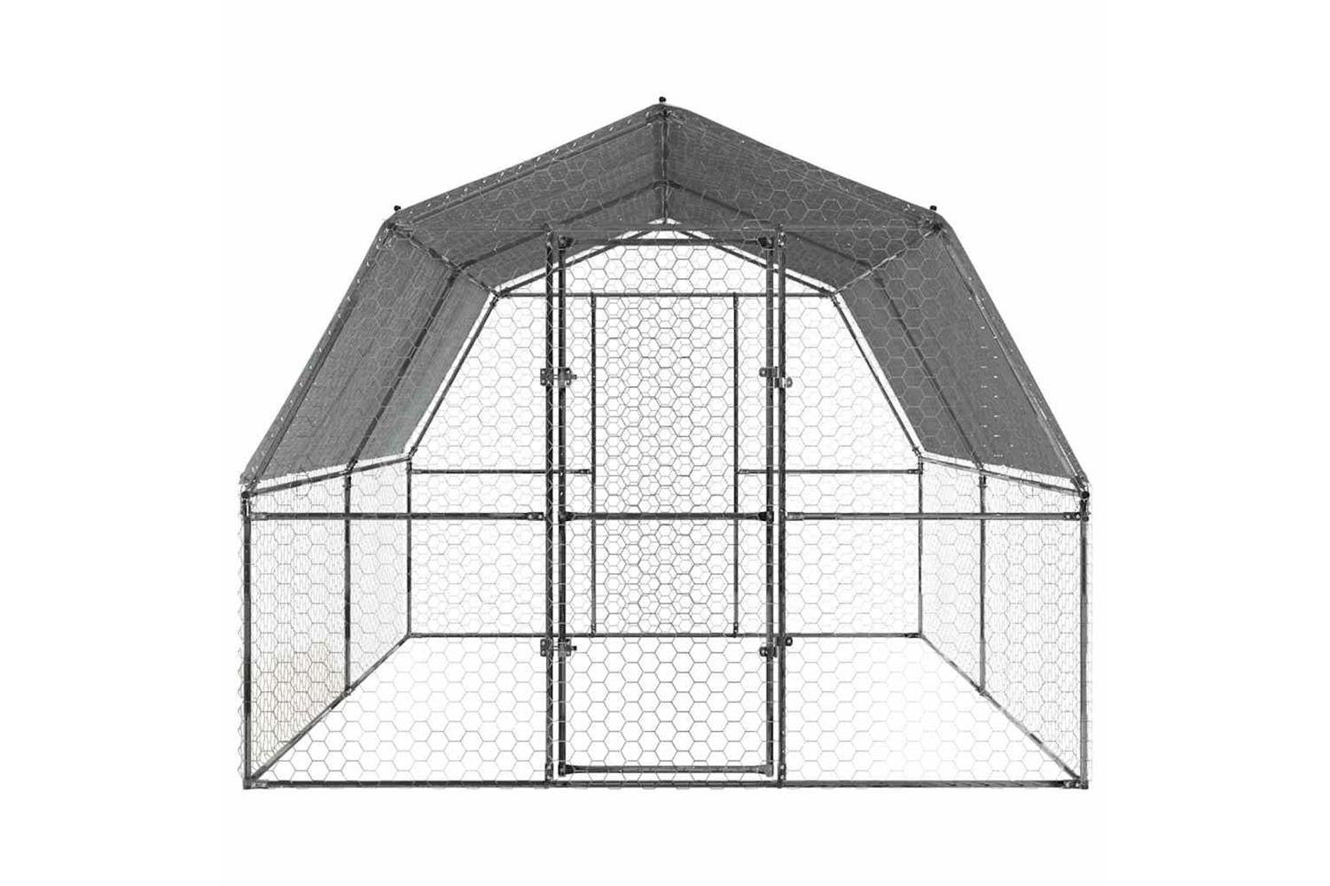 Vidaxl Chicken Cage With Roof And Door Silver Galvanised Steel-4