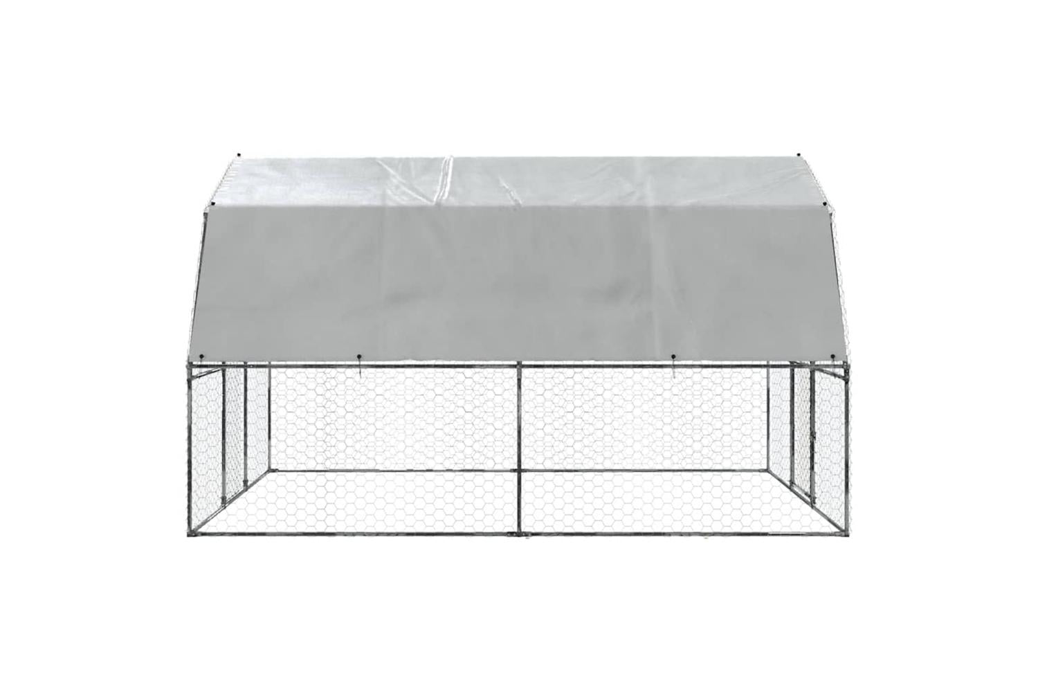 Vidaxl Chicken Cage With Roof And Door Silver Galvanised Steel-5