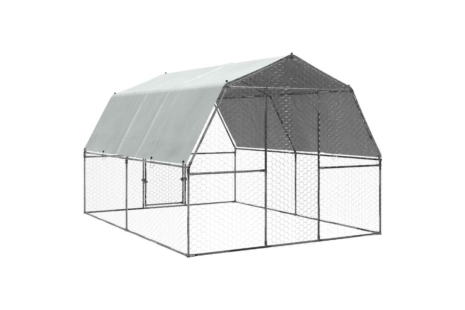 Vidaxl Chicken Cage With Roof And Door Silver Galvanised Steel-6