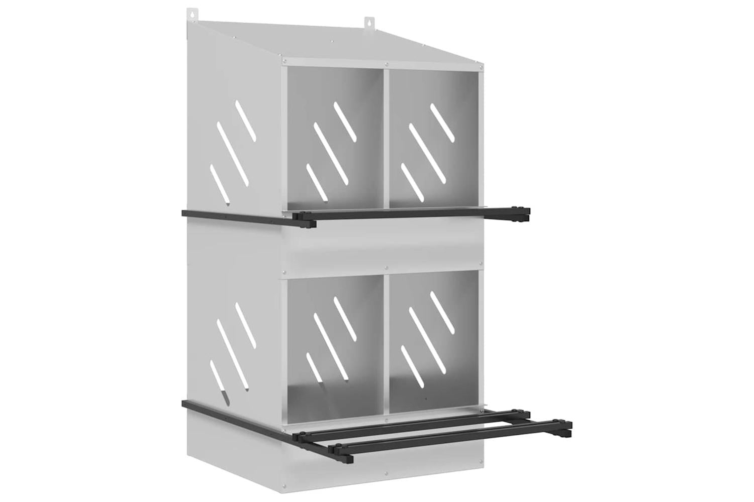 Vidaxl Chicken Nesting Box With 4 Compartments Galvanized Silver Metal-2