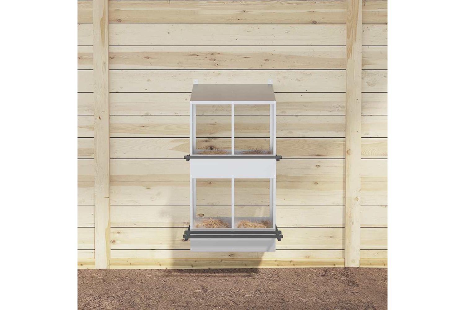 Vidaxl Chicken Nesting Box With 4 Compartments Galvanized Silver Metal-3