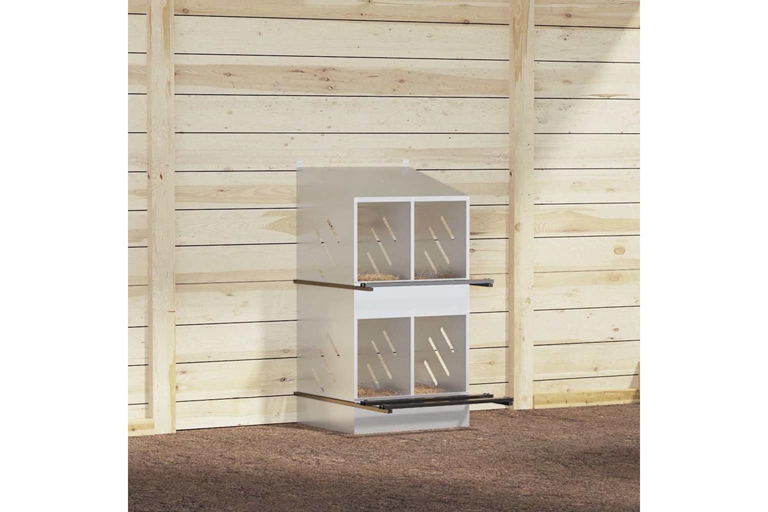 Vidaxl Chicken Nesting Box With 4 Compartments Galvanized Silver Metal-4