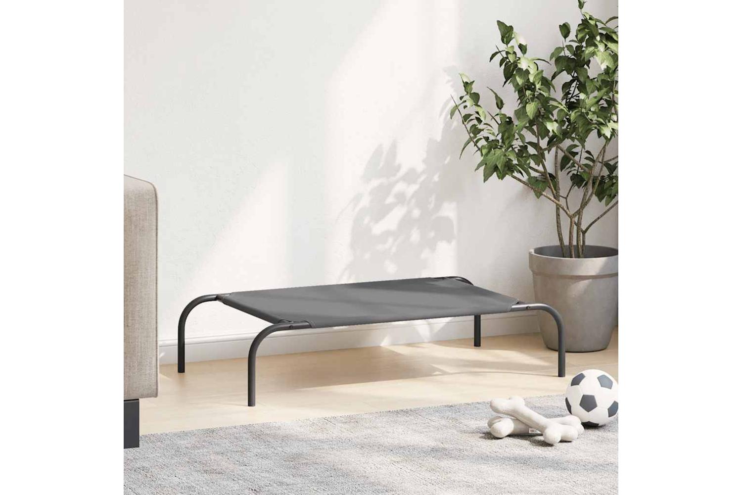 Vidaxl Elevated Dog Bed Grey 90x50x20 Cm Oxford Fabric And Steel-3