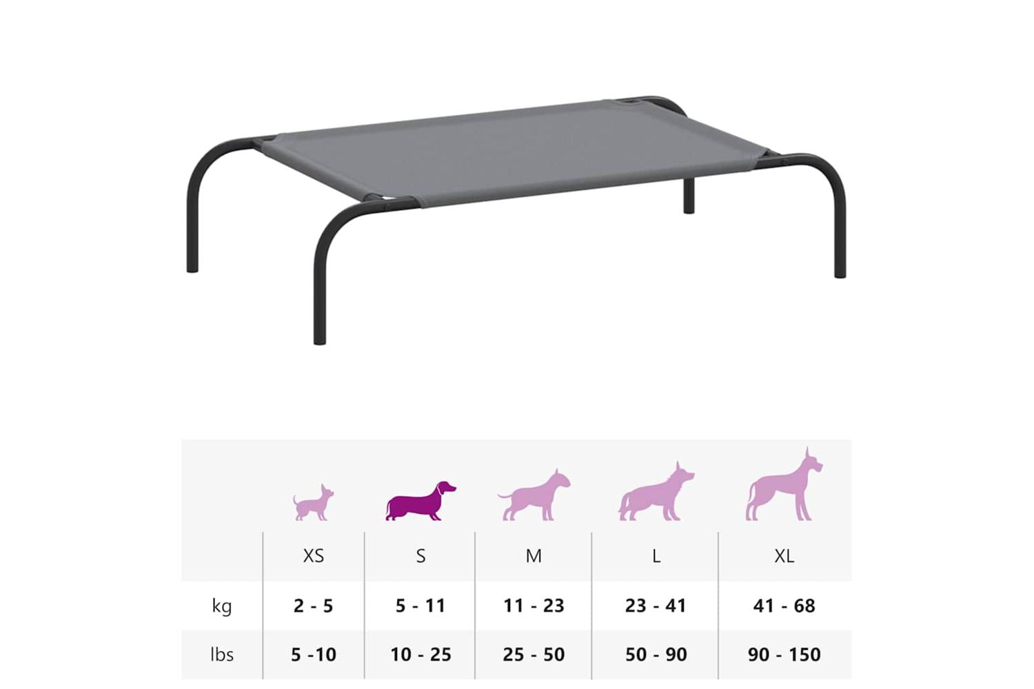 Vidaxl Elevated Dog Bed Grey 90x50x20 Cm Oxford Fabric And Steel-9