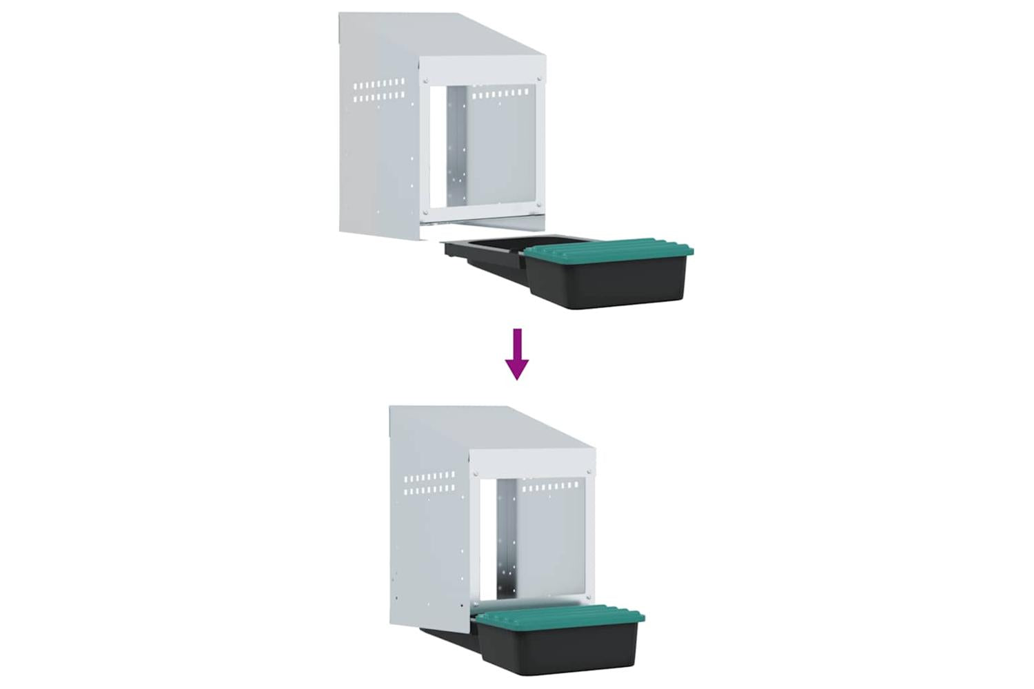 Vidaxl Chicken Nesting Box 1 Compartment Wall-mounted Galvanised Steel-8