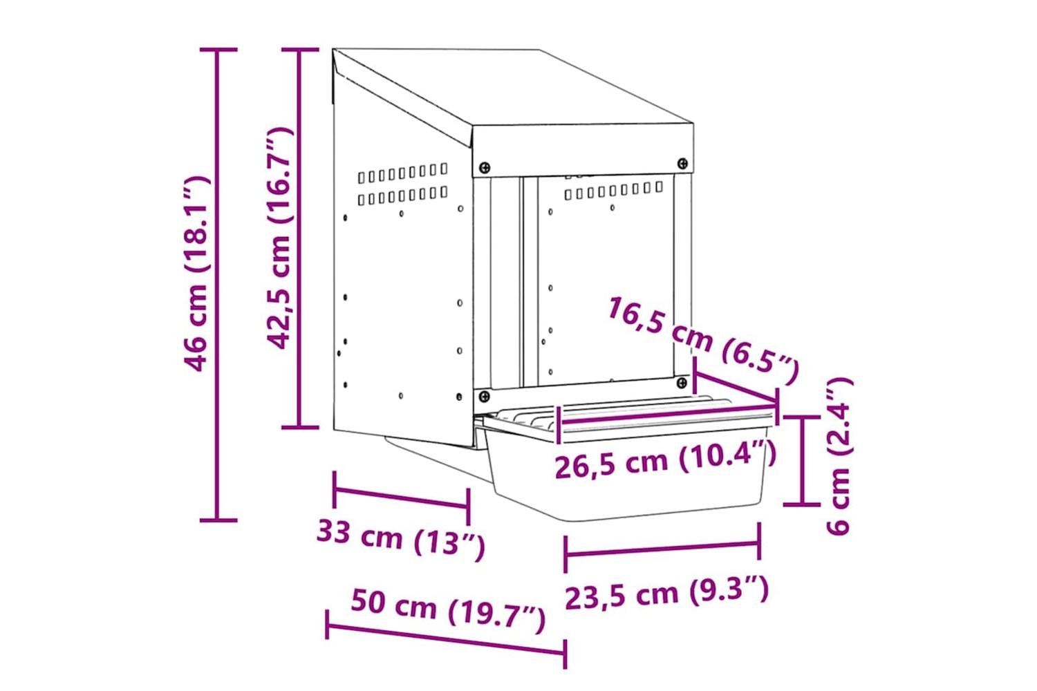 Vidaxl Chicken Nesting Box 1 Compartment Wall-mounted Galvanised Steel-9