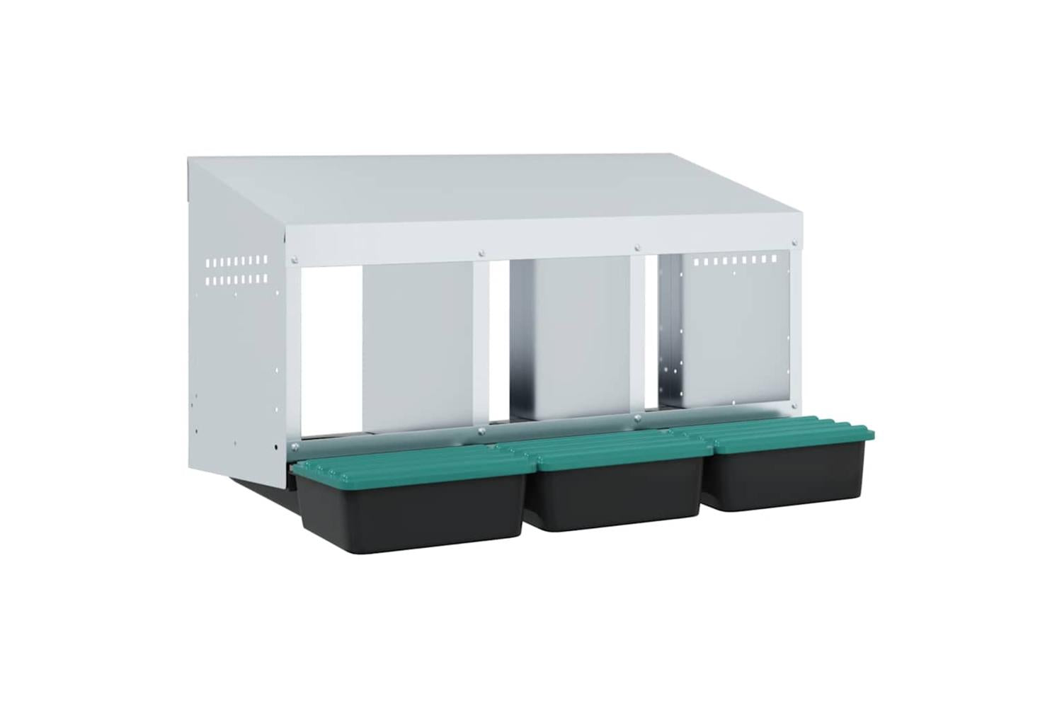 Vidaxl Chicken Nesting Box 3 Compartments Wall-mounted Galvanised Steel-2