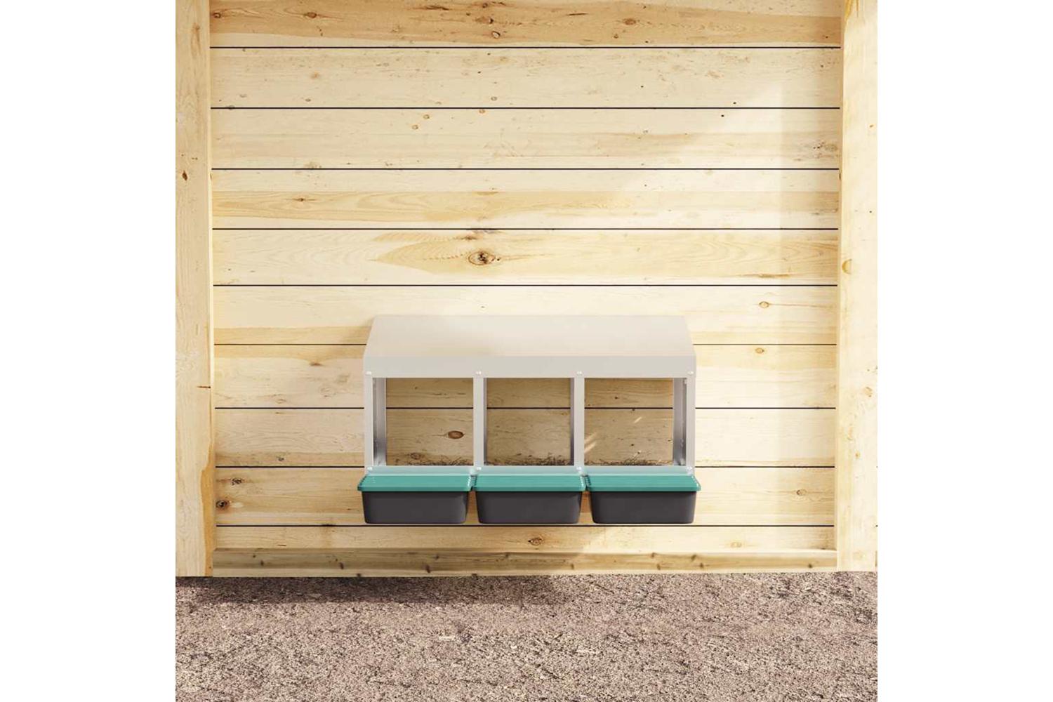 Vidaxl Chicken Nesting Box 3 Compartments Wall-mounted Galvanised Steel-3
