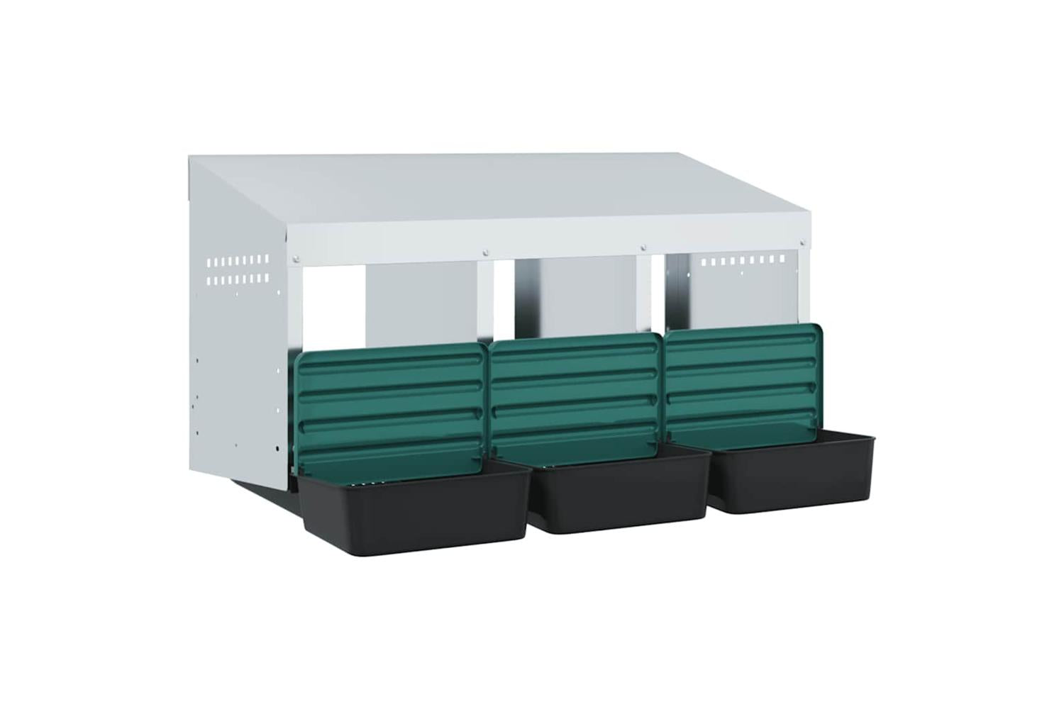 Vidaxl Chicken Nesting Box 3 Compartments Wall-mounted Galvanised Steel-4