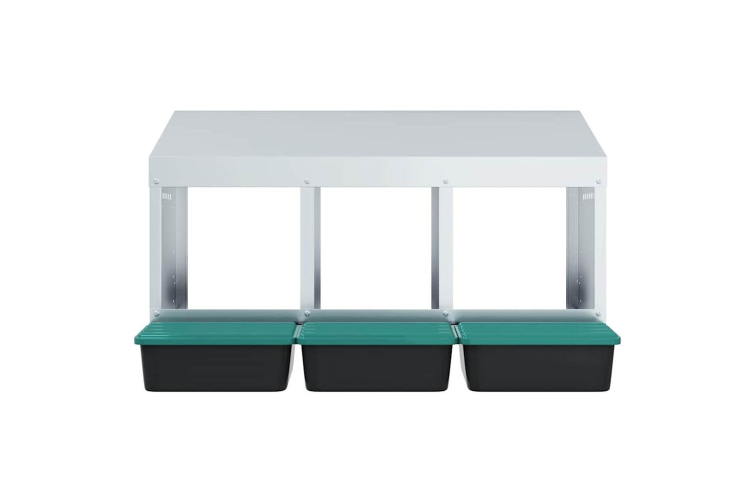 Vidaxl Chicken Nesting Box 3 Compartments Wall-mounted Galvanised Steel-5