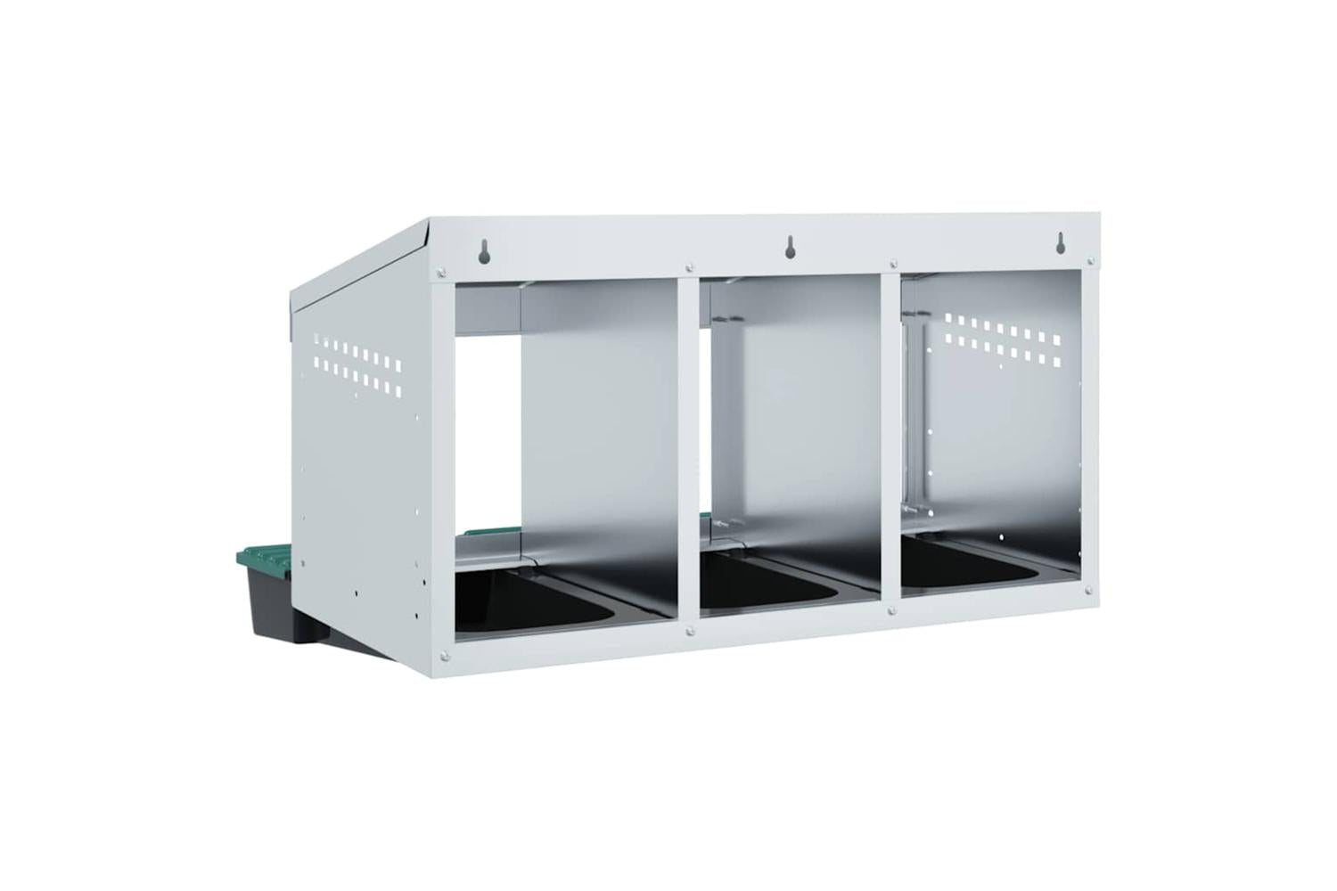 Vidaxl Chicken Nesting Box 3 Compartments Wall-mounted Galvanised Steel-7