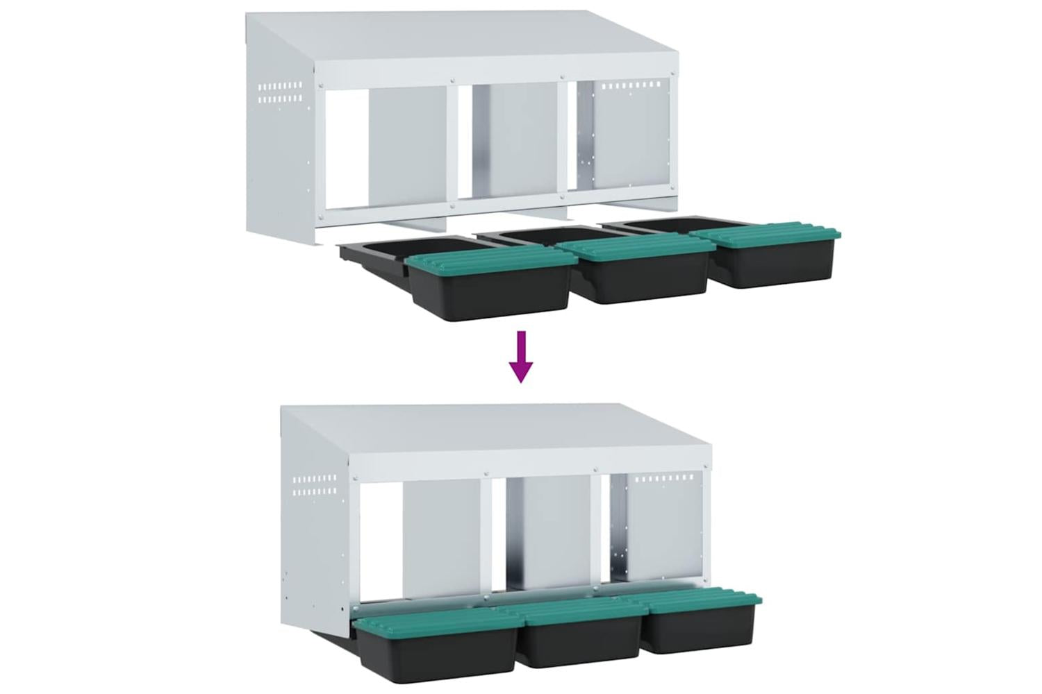 Vidaxl Chicken Nesting Box 3 Compartments Wall-mounted Galvanised Steel-8