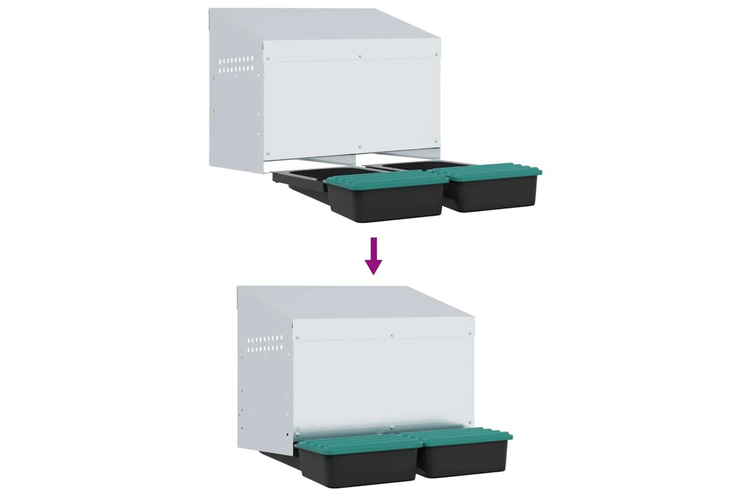 Vidaxl Chicken Nesting Box 2 Compartments Wall-mounted Galvanised Steel-8