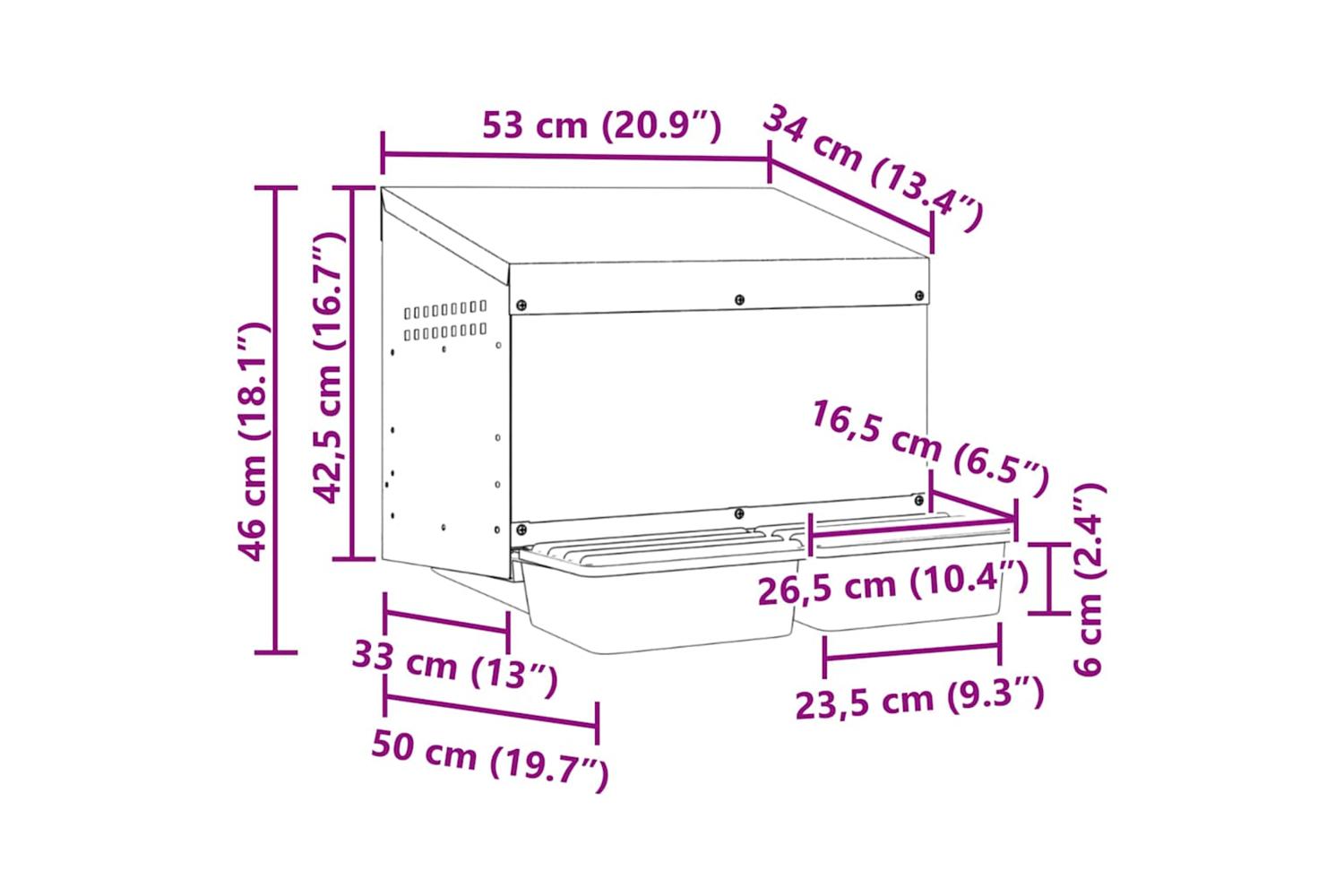 Vidaxl Chicken Nesting Box 2 Compartments Wall-mounted Galvanised Steel-9