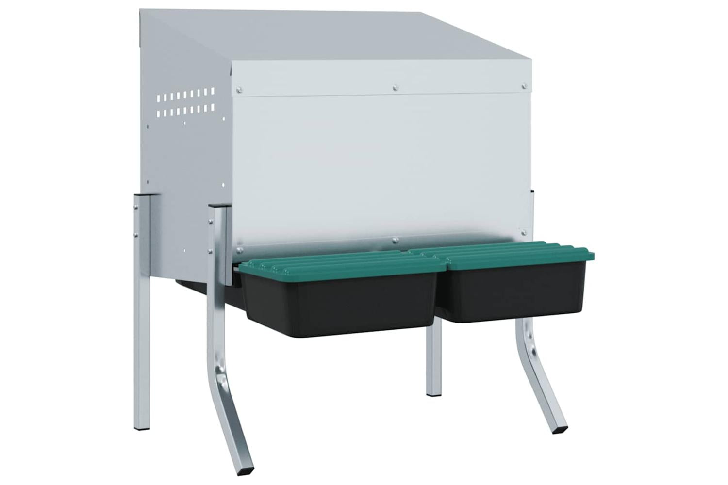 Vidaxl Chicken Nesting Box 2 Compartments With Legs Galvanised Steel-2