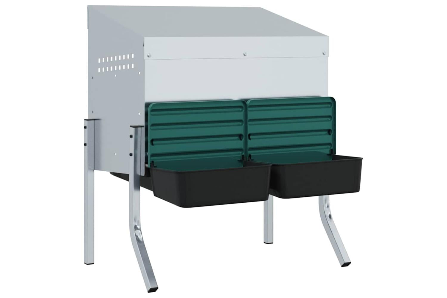 Vidaxl Chicken Nesting Box 2 Compartments With Legs Galvanised Steel-4